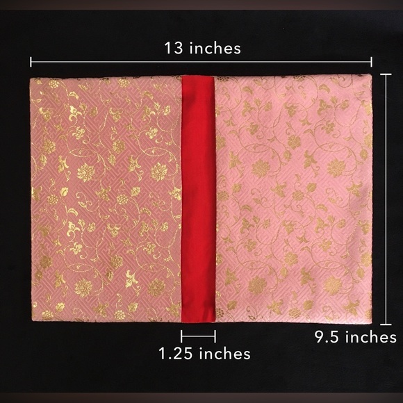Fabric Book Sleeve/ Cover With Pink And Gold Flower Print - Picture 8 of 8